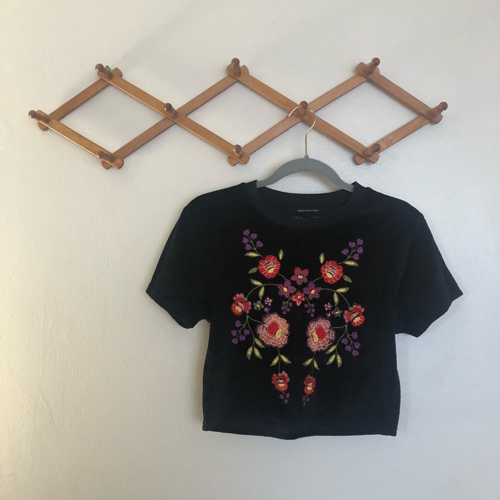 Urban Outfitters Velvet Embroidered Tee Shirt